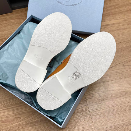 PRA CHOCOLATE LOAFERS WHITE AND BRONZE CALFSKIN