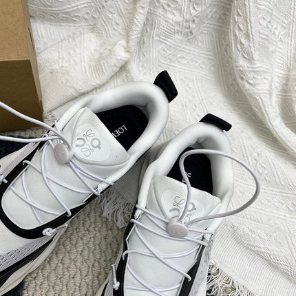 LOEWE 26S CLOUDSOLO SNEAKERS IN WHITE AND BLACK AND GRAY RECYCLED POLYESTER