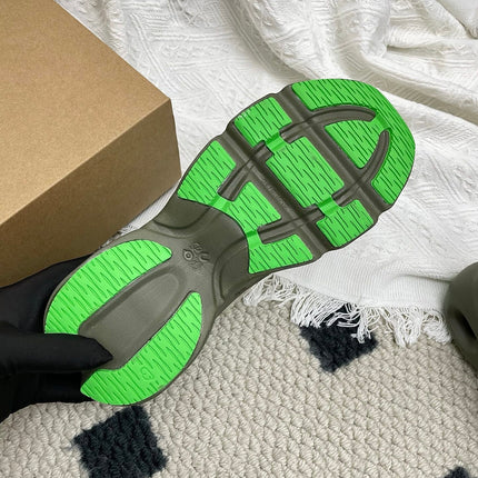 LOEWE 26S CLOUDSOLO SNEAKERS IN OLIVE GREEN AND BEIGE RECYCLED POLYESTER