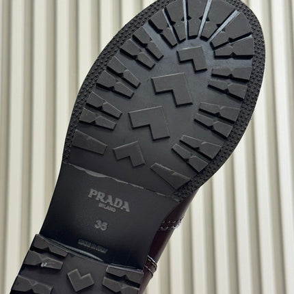 PRADA 25S ANKLE BOOTS IN BROWN CALFSKIN