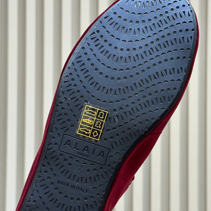 ALAIA 26S MARY JANE BALLET FLATS IN DARK RED VELVET