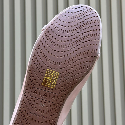 ALAIA 26S FLAT LOAFERS IN LIGHT PINK GLOSSY LAMBSKIN