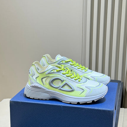 DIOR 26S B30 COUNTDOWN TECH SNEAKER IN GRAY AND GREEN TECHNICAL FABRIC AND SUEDE