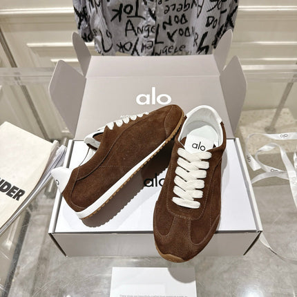 ALO 25S SUNSET SNEAKER IN DARK BROWN SUEDE