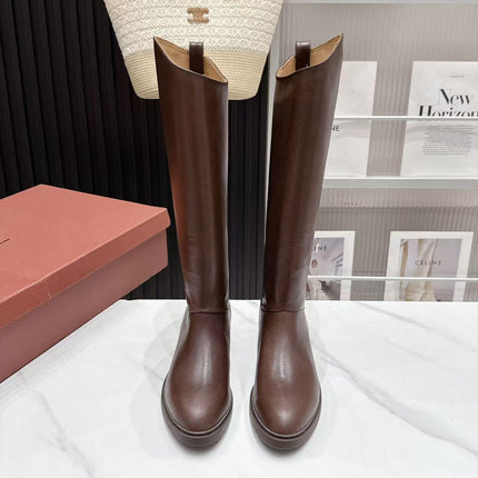 LP 26S KNEE-HIGH BOOTS IN DARK BROWN CALFSKIN