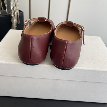 CHLOÉ 26S MARY JANE SHOES IN DARK RED CALFSKIN