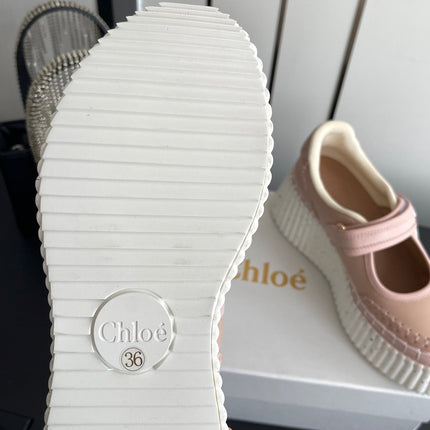 CHLOE 26S MARY JANE SNEAKERS IN PASTEL PINK CALFSKIN