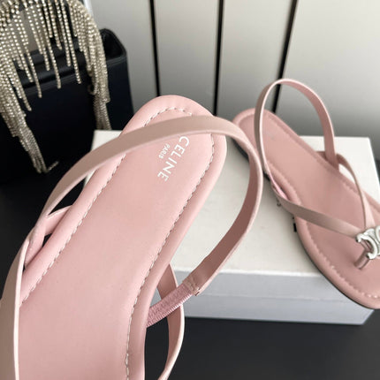 CELINE 26S THONG SANDALS IN LIGHT PINK CALFSKIN