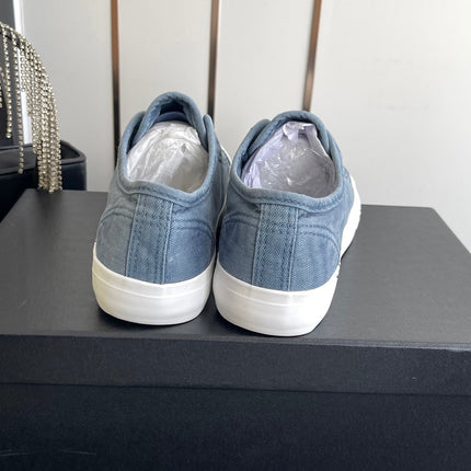 CHANEL 26S LOW TOP SNEAKERS IN NAVY BLUE CANVAS