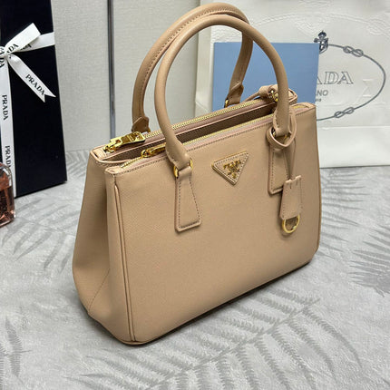 PRADA 26S HANDBAG 28 IN BEIGE SAFFIANO