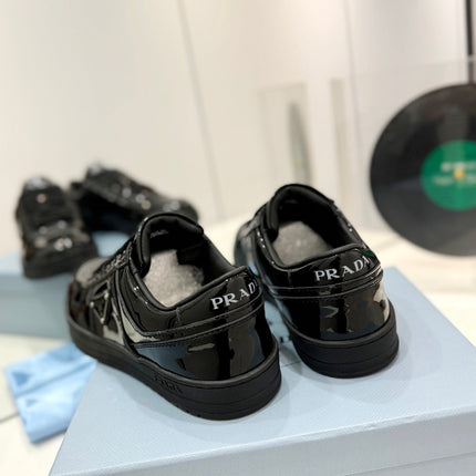 PRA DOWNTOWN PERFORATED SNEAKERS GLOSSY BLACK CALFSKIN