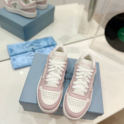 PRA DOWNTOWN PERFORATED SNEAKERS WHITE AND BLUSH CALFSKIN