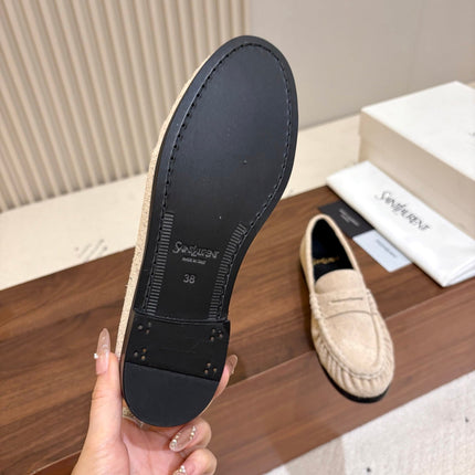 YSL 26S LOAFERS IN BEIGE SUEDE