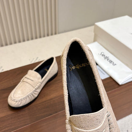 YSL 26S LOAFERS IN BEIGE SUEDE
