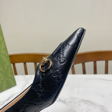 GUCCI 26S HIGH-HEELED SHOES 45 MM IN BLACK LAMBSKIN
