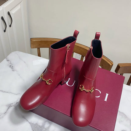 GUCCI 26S HORSEBIT BOOTS 40 MM IN RED CALFSKIN