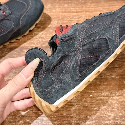 BOTTEGA VENETA 26S SNEAKERS IN DARK BLUE GREY SUEDE AND MESH FABRIC