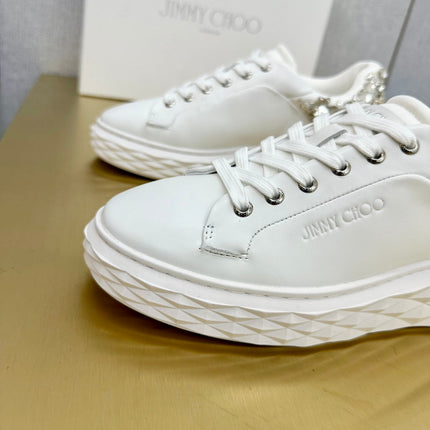 JIMMY CHOO 26S SNEAKERS IN WHITE LEATHER CRYSTAL-EMBELLISHED STYLE 3