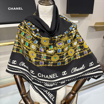 CHANEL 26S SCARF 135 IN SILK AND CASHMERE 504808
