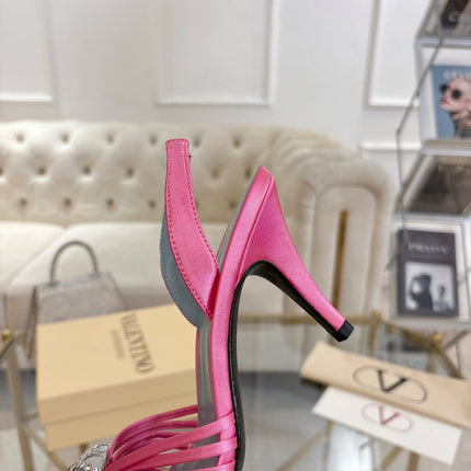 VALENTINO 26S  HEEL SANDALS 80 MM IN PINK SATIN
