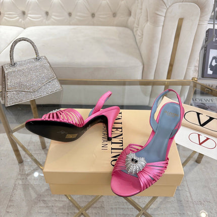 VALENTINO 26S  HEEL SANDALS 80 MM IN PINK SATIN