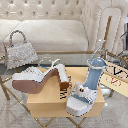 VALENTINO 26S PLATFORM SANDALS 110 MM IN CREAM WHITE CALFSKIN