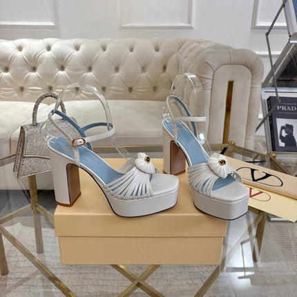 VALENTINO 26S PLATFORM SANDALS 110 MM IN CREAM WHITE CALFSKIN