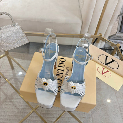 VALENTINO 26S PLATFORM SANDALS 110 MM IN CREAM WHITE CALFSKIN