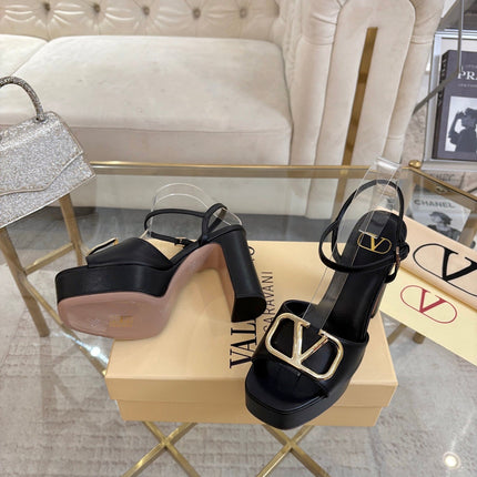 VALENTINO 26S PLATFORM SANDALS 110 MM IN BLACK CALFSKIN
