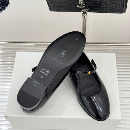 CELINE 26S MARY JANE SHOES IN BLACK LAMBSKIN