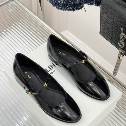 CELINE 26S MARY JANE SHOES IN BLACK LAMBSKIN