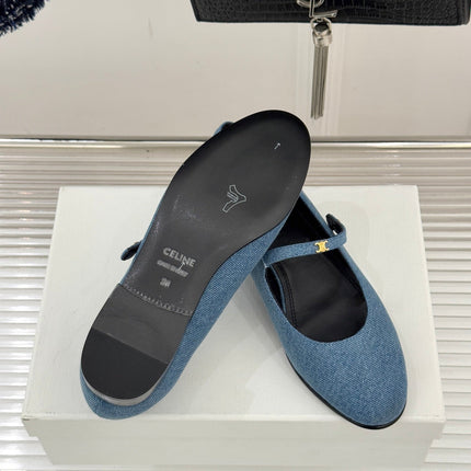 CELINE 26S MARY JANE SHOES IN BLUE DENIM