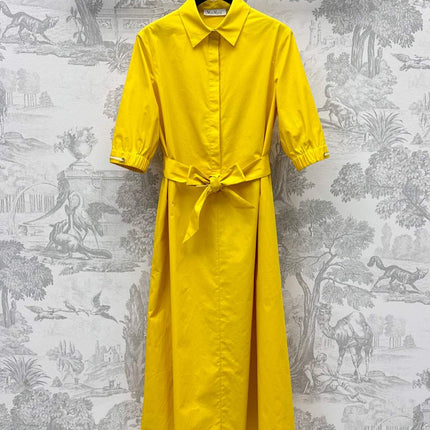 MAX MARA BELTED DRESS WITH LAPEL COLLAR 267812