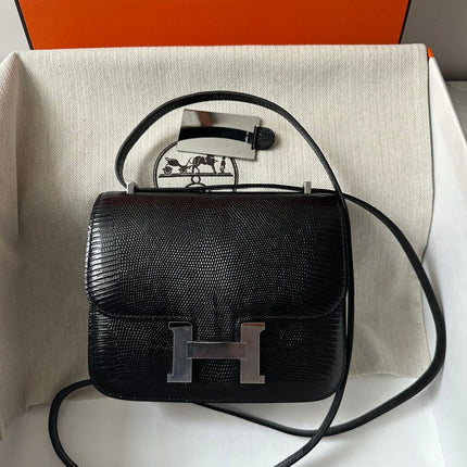 CONSTANCE 18 BLACK LIZARD SILVER HARDWARE