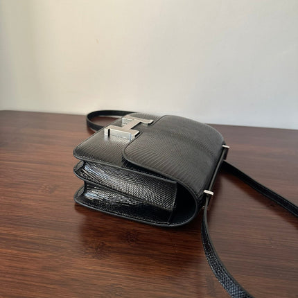 CONSTANCE 18 BLACK LIZARD SILVER HARDWARE