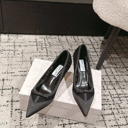 JIMMY CHOO 26S POINTED-TOE HIGH HEELS 65 MM IN BLACK FABRIC