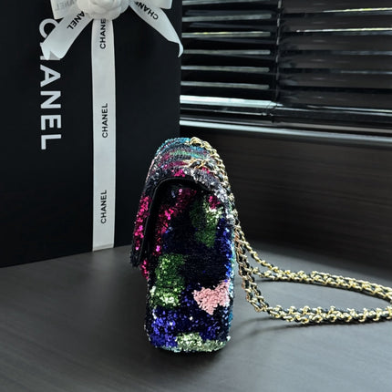 CHANEL 26S CLASSIC FLAP BAG 21 IN MULTICOLOR SEQUINS STYLE 2