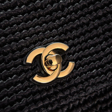 CHANEL 26S FLAP BAG 25 IN BLACK RAFFIA