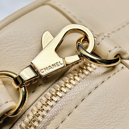 CHANEL 26S CLASSIC BOWLING BAG 21 IN CREAM BEIGE CALFSKIN