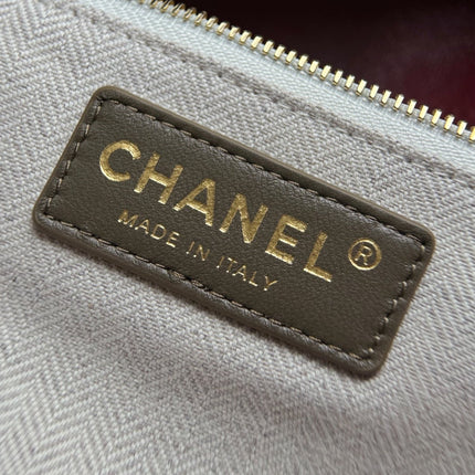 CHANEL 26S DRAWSTRING TOTE BAG 34 IN KHAKI BROWN QUILTED CALFSKIN