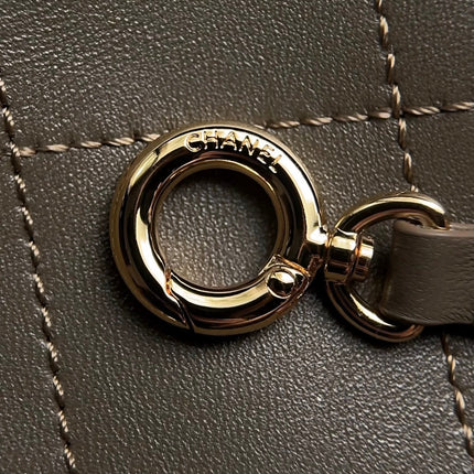 CHANEL 26S DRAWSTRING TOTE BAG 34 IN KHAKI BROWN QUILTED CALFSKIN