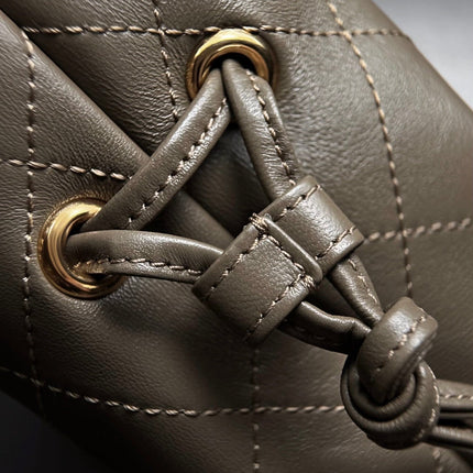 CHANEL 26S DRAWSTRING TOTE BAG 34 IN KHAKI BROWN QUILTED CALFSKIN