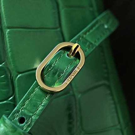 CHANEL 26S SHOULDER BAG 28 IN GREEN CROC-EMBOSSED CALFSKIN