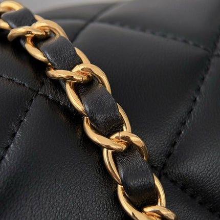 CHANEL 26S SHOULDER BAG 27 IN BLACK LAMBSKIN WITH CHAIN STRAP