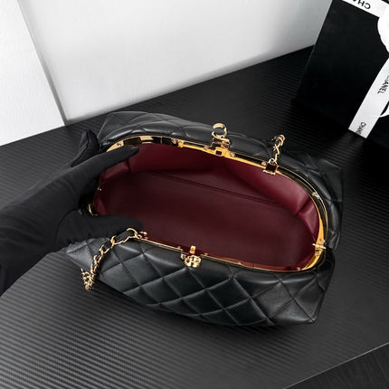 CHANEL 26S SHOULDER BAG 27 IN BLACK LAMBSKIN WITH CHAIN STRAP