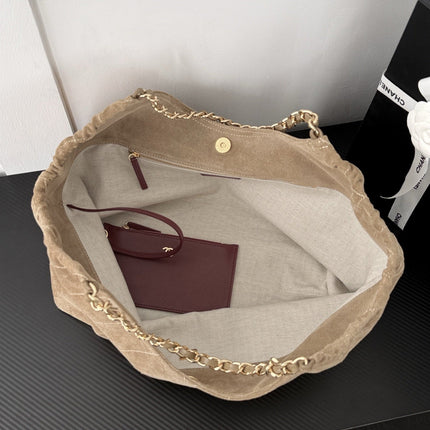 CHANEL 26S SHOPPING TOTE BAG 45 IN BEIGE QUILTED SUEDE