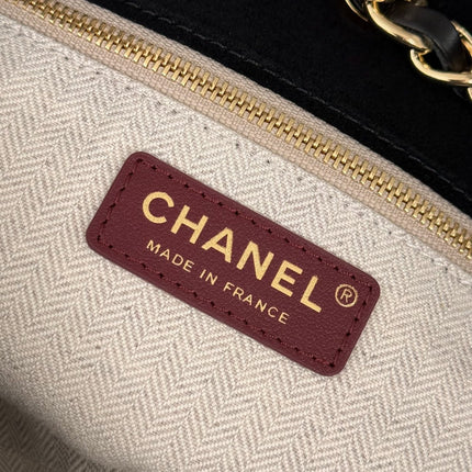 CHANEL 26S SHOPPING TOTE BAG 45 IN BLACK QUILTED SUEDE