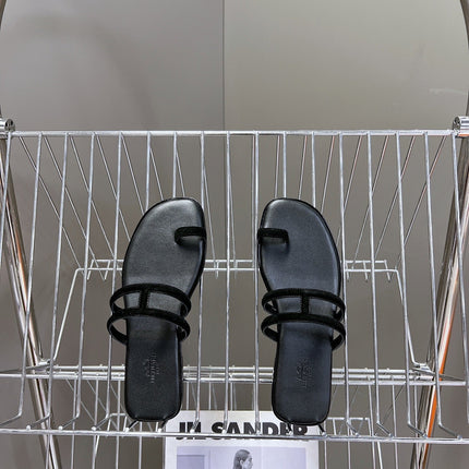 Georgia Sandals Black Suede Black Calfskin