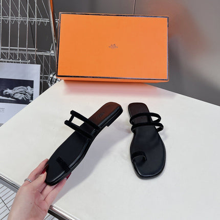 Georgia Sandals Black Suede Black Calfskin