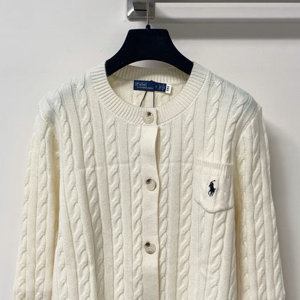 RALPH LAUREN 26S CREW-NECK CABLE-KNIT CARDIGAN 704